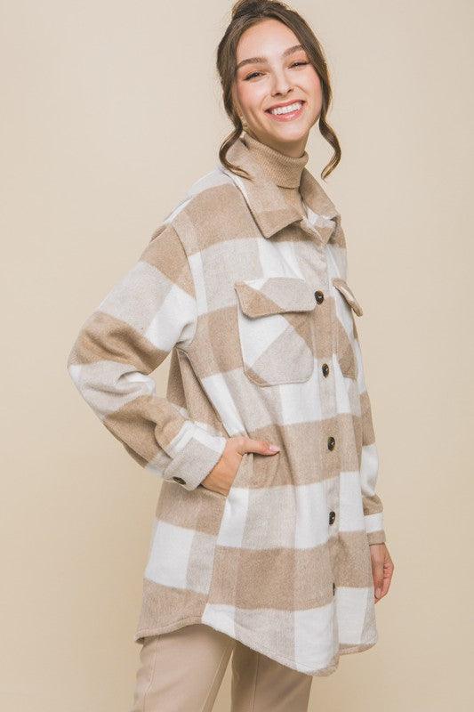 Plaid Bust Pocket Shacket - Jacket