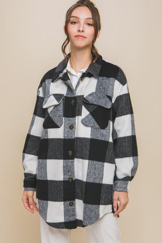 Plaid Bust Pocket Shacket - Jacket