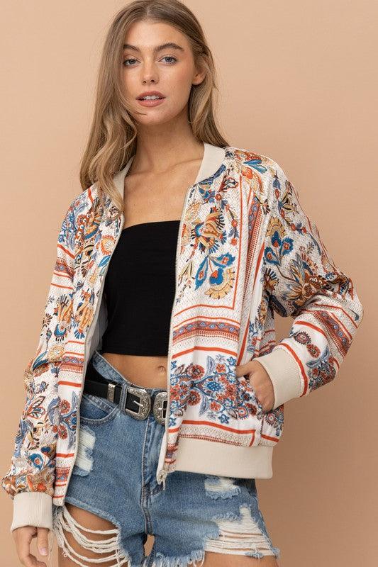 Reversible Satin Paisley Bomber Jacket - Jacket