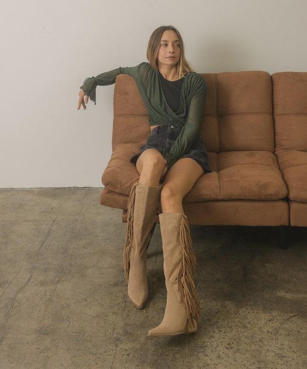 OASIS SOCIETY OUT WEST - Knee-High Fringe Boots - Boots