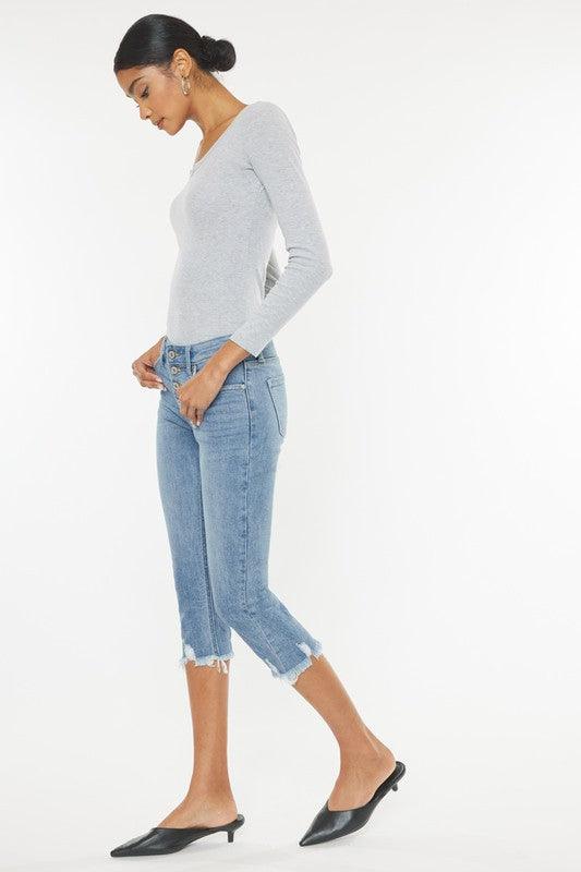 Mid Rise Capri Jean Pants - Jeans