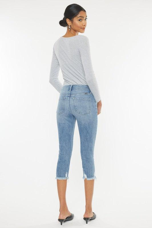 Mid Rise Capri Jean Pants - Jeans