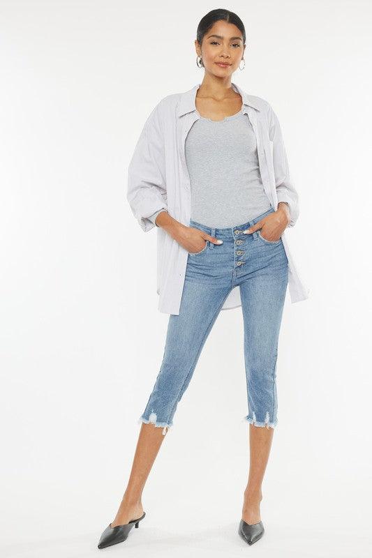 Mid Rise Capri Jean Pants - Jeans