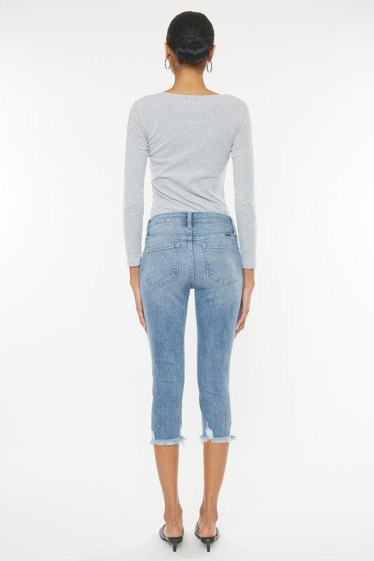 Mid Rise Capri Jean Pants - Jeans