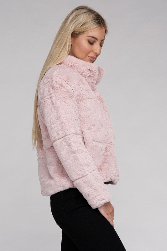 Ambiance Apparel Fluffy Zip-Up Sweater Jacket