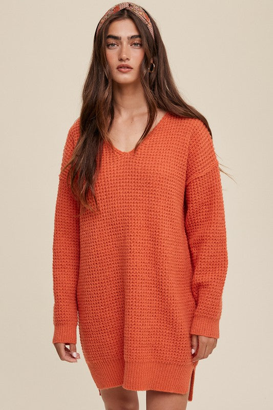 Listicle Slouchy V-neck Ribbed Knit Sweater