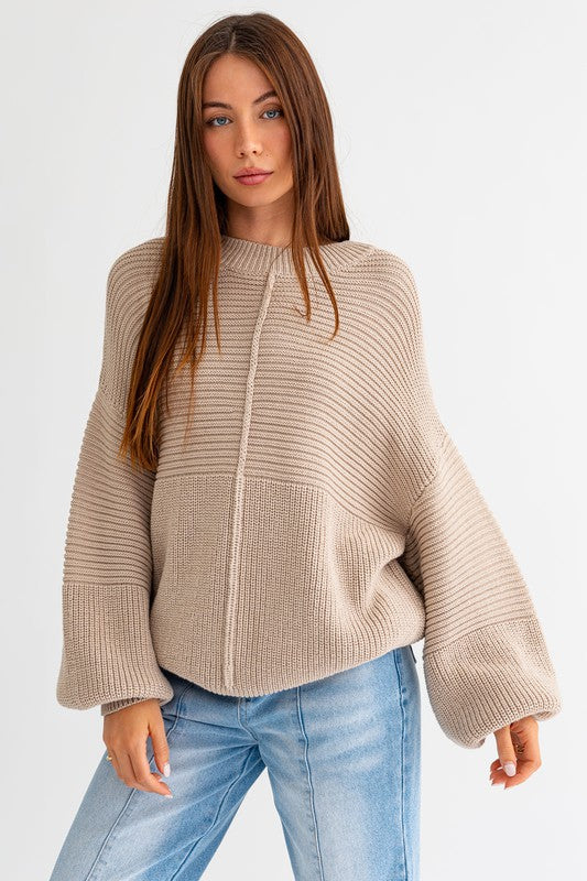 LE LIS Ribbed Knitted Sweater