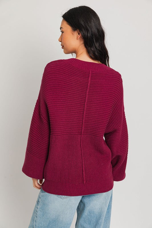 LE LIS Ribbed Knitted Sweater