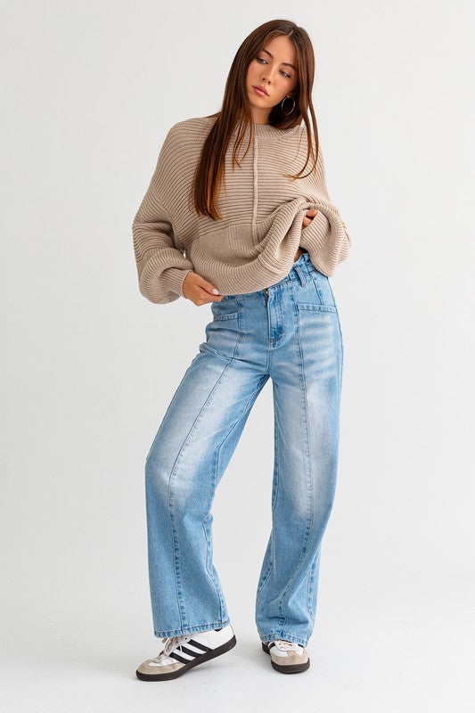 LE LIS Ribbed Knitted Sweater