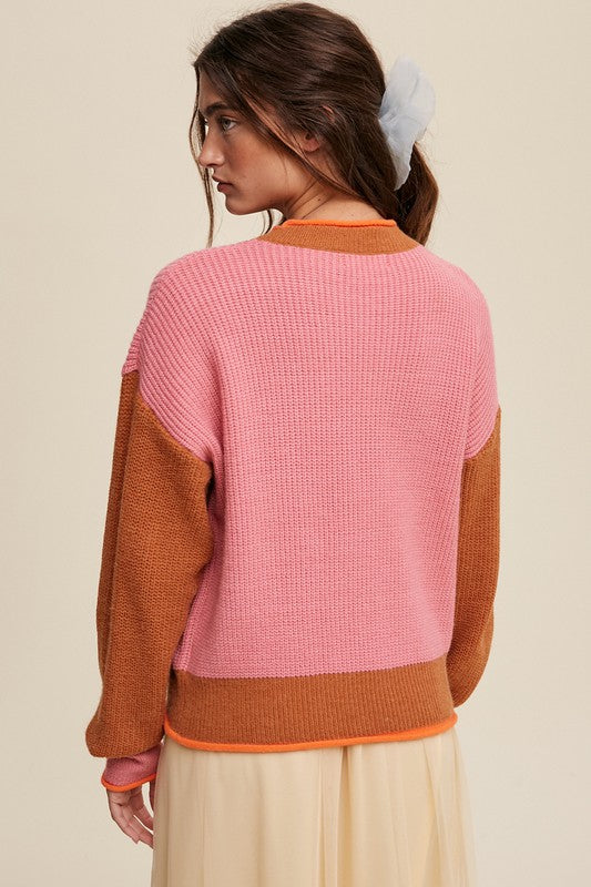 Listicle Color Block Ribbed Knit Sweater