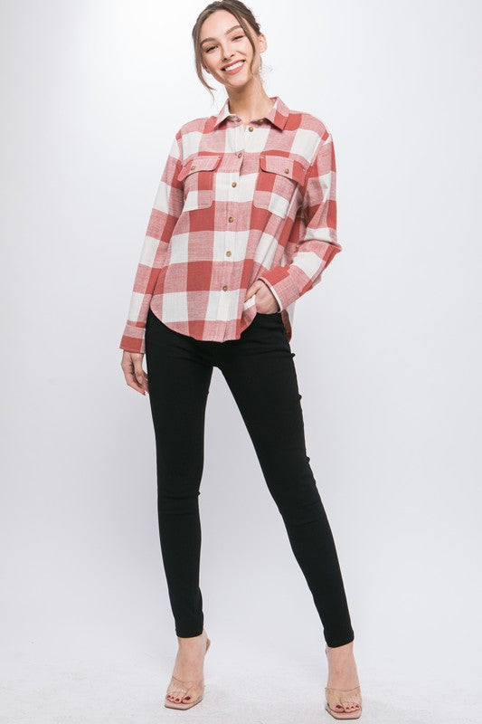 Love Tree Lightweight Plaid Button Down Shirt