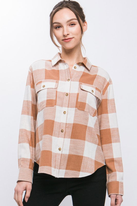 Love Tree Lightweight Plaid Button Down Shirt