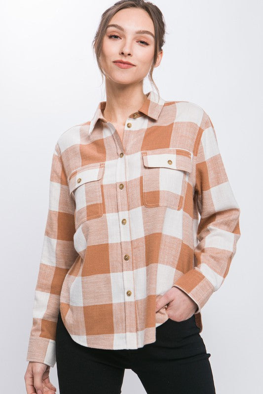 Love Tree Lightweight Plaid Button Down Shirt