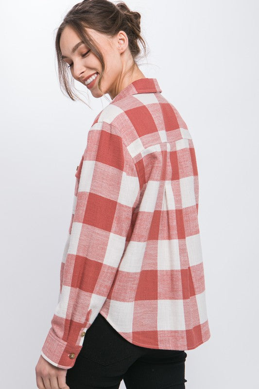 Love Tree Lightweight Plaid Button Down Shirt