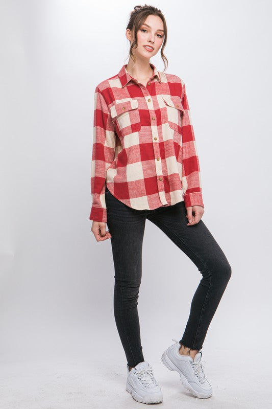 Love Tree Lightweight Plaid Button Down Shirt