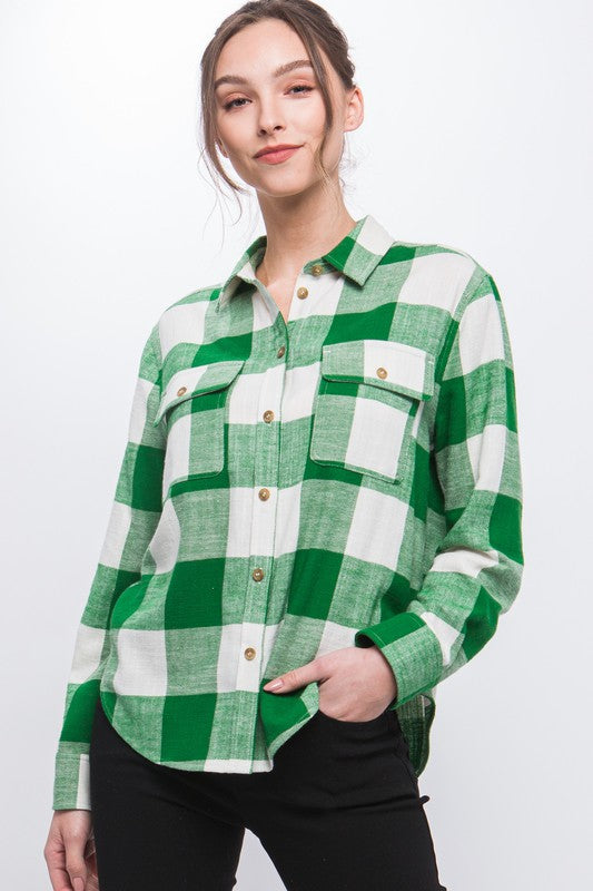 Love Tree Lightweight Plaid Button Down Shirt