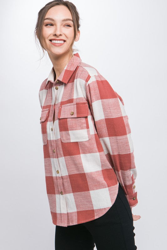 Love Tree Lightweight Plaid Button Down Shirt