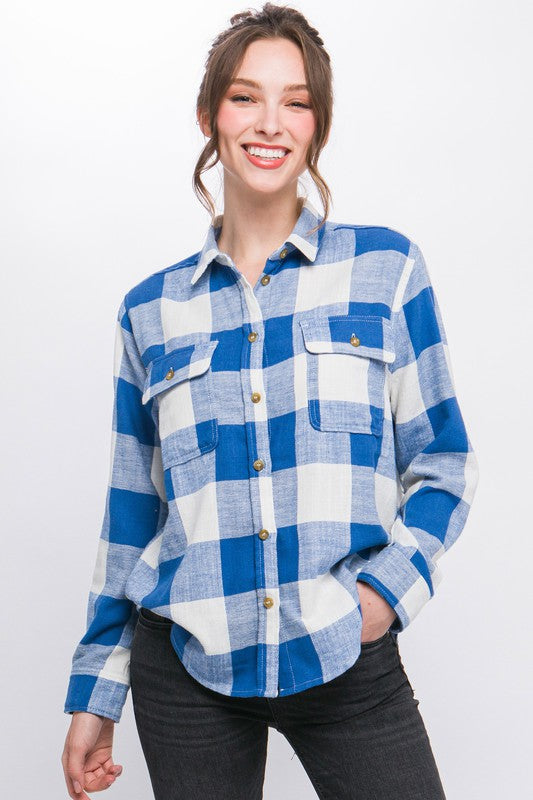 Love Tree Lightweight Plaid Button Down Shirt