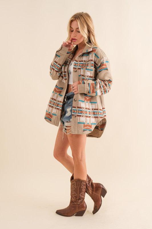 Blue B Exclusive Aztec Shirt Jacket - Jacket