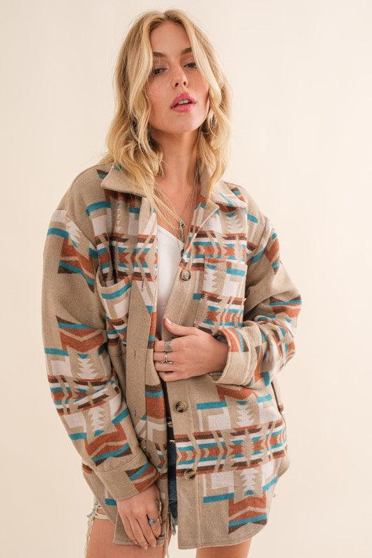 Blue B Exclusive Aztec Shirt Jacket - Jacket