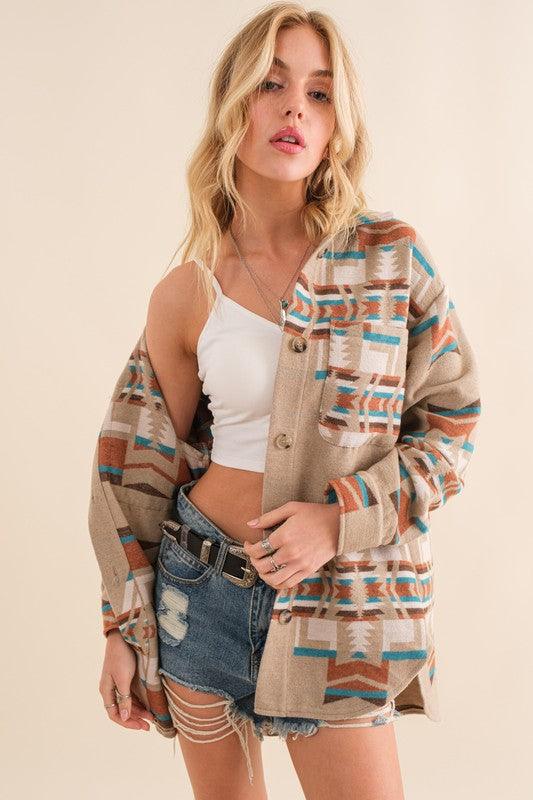 Blue B Exclusive Aztec Shirt Jacket - Jacket