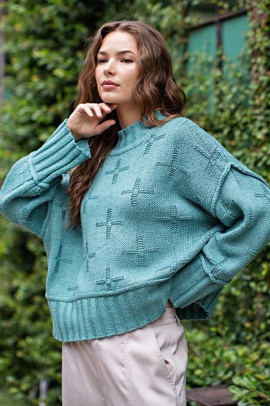 Turtle Neck Sweater Knit Top - Sweater