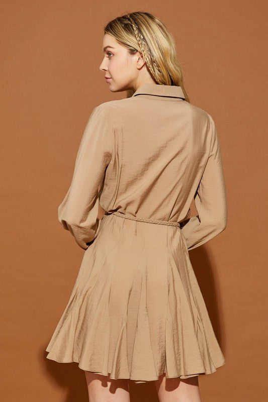 Mustard Seed Twisted Belt Shirt Dress