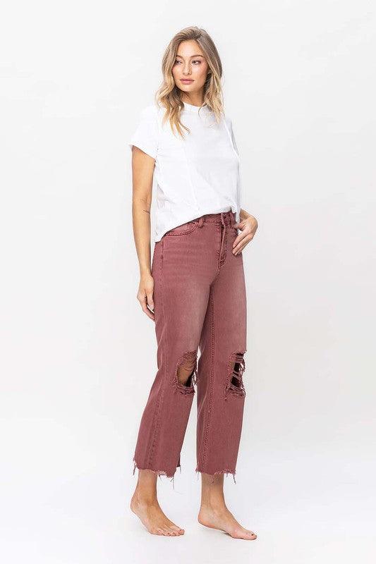 90's Vintage High Rise Crop Flare Jeans - Jeans