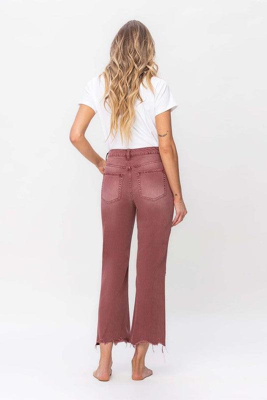 90's Vintage High Rise Crop Flare Jeans - Jeans