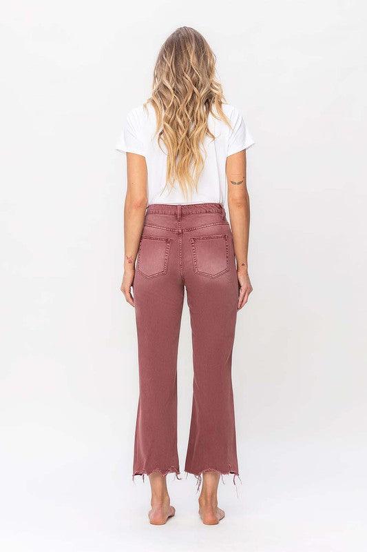 90's Vintage High Rise Crop Flare Jeans - Jeans