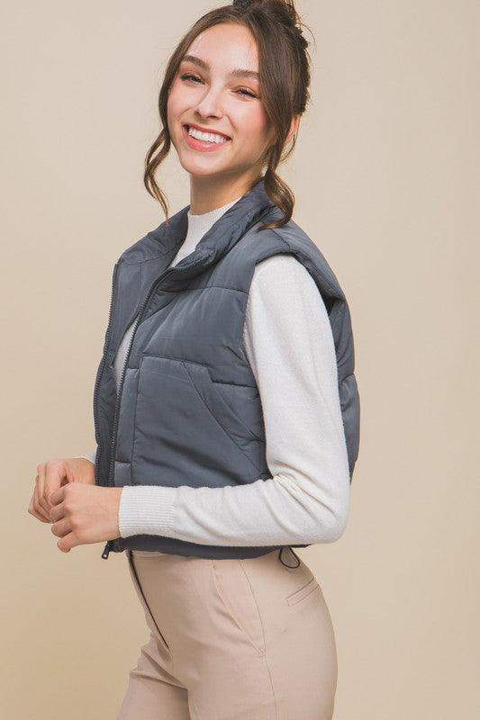 Puffer Vest With Pockets - Vest