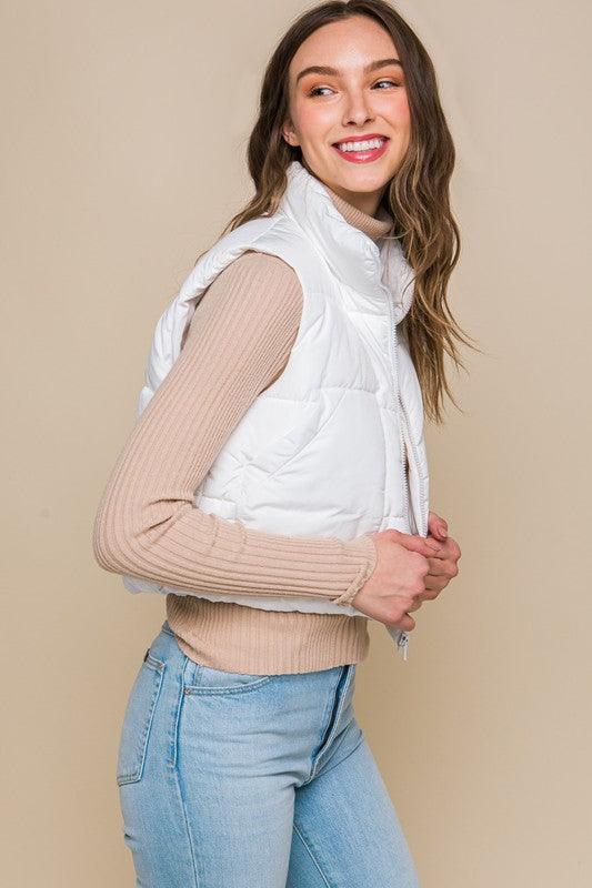 Puffer Vest With Pockets - Vest