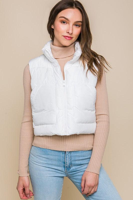 Puffer Vest With Pockets - Vest