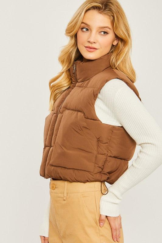 Puffer Vest With Pockets - Vest