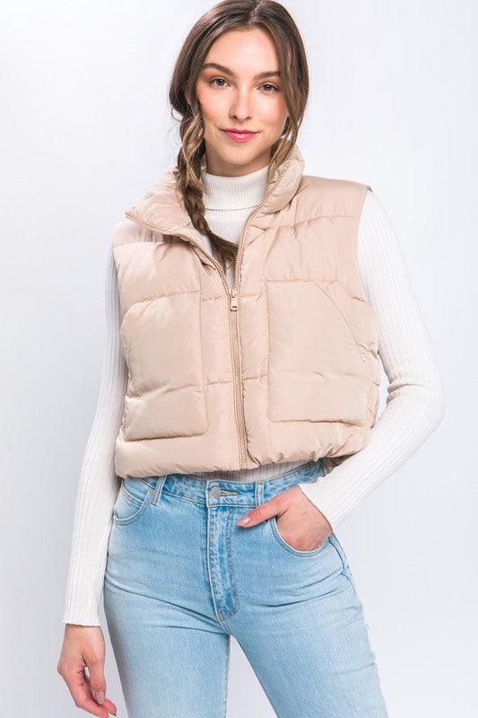 Puffer Vest With Pockets - Vest