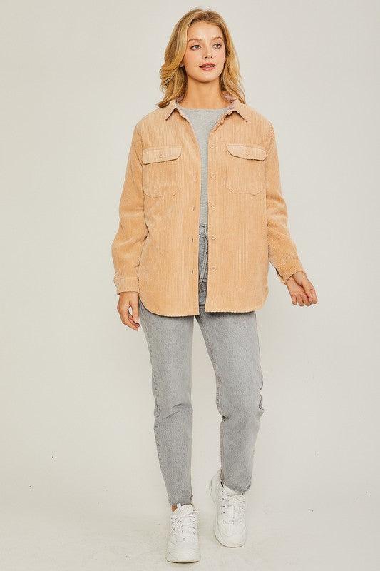 Love Tree Corduroy Reversible Button Down Jacket - Jacket