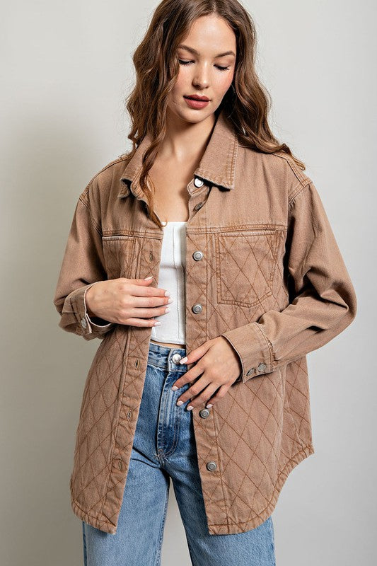 eesome Quilted Button Down Jacket