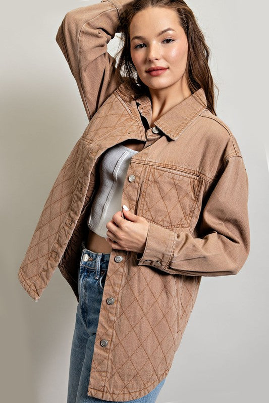 eesome Quilted Button Down Jacket