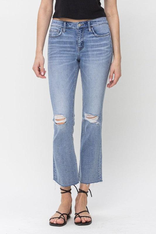 Mid Rise Kick Flare Jeans - Jeans