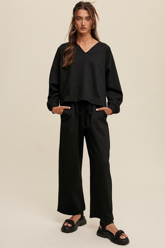 Listicle V-neck Loungewear Sweatshirt and Pants Set