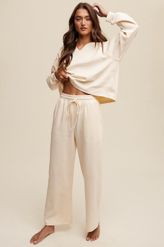 Listicle V-neck Loungewear Sweatshirt and Pants Set