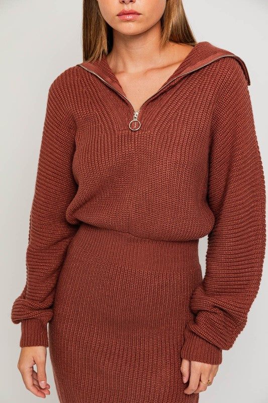 LE LIS Zipper Sweater Mini Dress