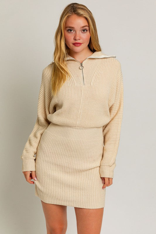 LE LIS Zipper Sweater Mini Dress