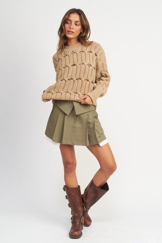 OPEN KNIT SWEATER WITH SLITS - Sweater