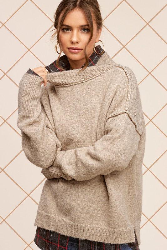 Ella Turtle Neck Oversized Sweater - Sweater