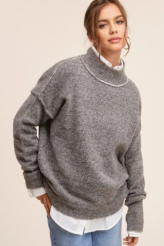 Ella Turtle Neck Oversized Sweater - Sweater