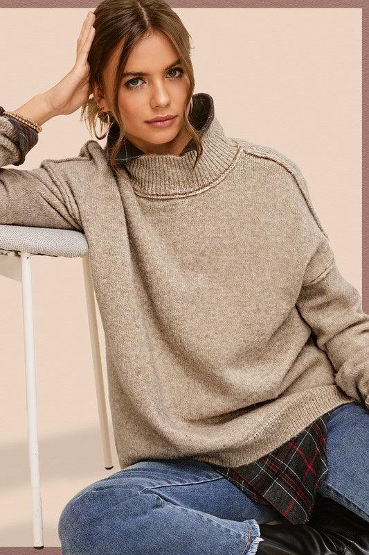 Ella Turtle Neck Oversized Sweater - Sweater