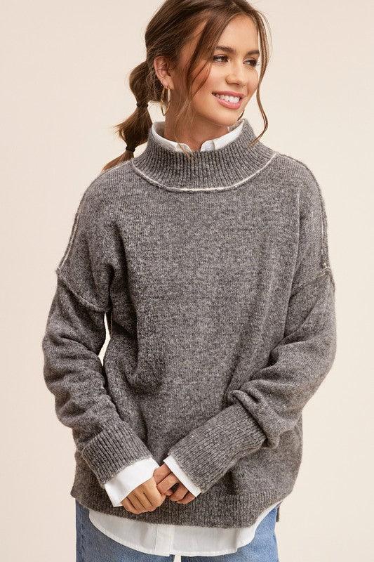 Ella Turtle Neck Oversized Sweater - Sweater