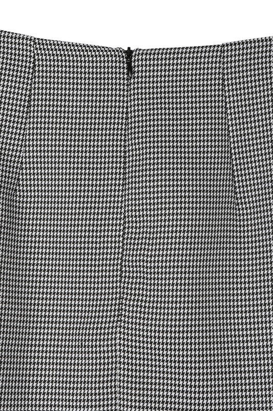 Lilou Houndstooth Shirred Wrap Mini Skirt