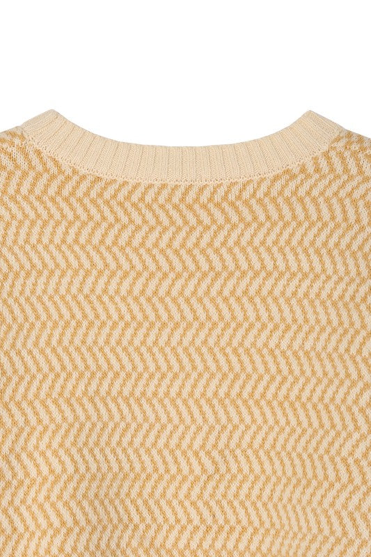 Lilou Herringbone Pattern Crew Neck Sweater